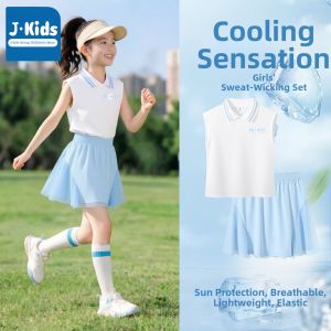 JKIDS | Sleeveless Vest and Blue Skirt Girls Sporty Lightweight 2 Piece Set