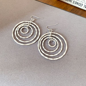 Multi Layer Round Thread Hollowed Dangle Earrings for Women Personality Layered Metal Drop Earring Boho New Trendy Jewelry M1