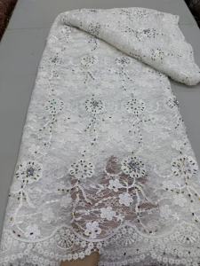 Nigerian Tulle Lace Fabric for Sewing Wedding Embroidery Dress ChiffonSequins Party Guipure High Quality 5Yard