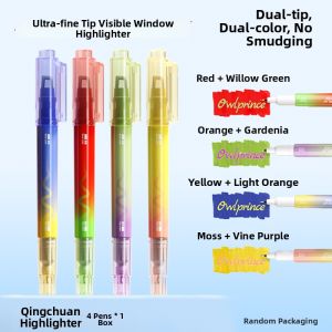MPRINCE | Student Grade Dual-Headed Fluorescent Marker Visible Window Extra Fine Color Marking Pen