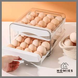TEMPAT TELUR 2 TINGKAT EGG STORAGE BOX ORGANIZER / RAK TELUR 2 SUSUN KOTAK TELUR / BOX PENYIMPANAN TELUR SERBAGUNA