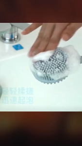 Silicone Bath Brush Dual-Sided with Extended Handle for Back Scrubbing & Massage. Ergonomic handle S-shaped design reaches back dual-sided for scrubbing and massage.
