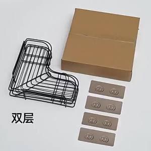 Rak Penyimpanan Bilik Mandi Segitiga Tanpa Gerudi Pelekat Kuat Sudut Bilik Air Penyusun Rak Sudut Dapur Lekap di Dinding