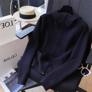 Fall 2025 Womens Hoodie Jacket Casual Loose Fit Zipper Cardigan Top Korean Style Fashionable Streetwear Long Sleeve round Neck