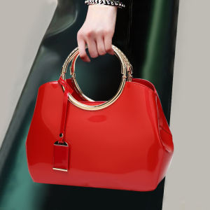 MEIFEI | Shiny Patent Leather Handbag Red Bridal Use