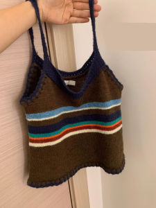 Womens Knitted Belted Crop Top Vest Autumn Winter Inner Wear Short Style Sleeveless Fashion Retro Forest System Artistic