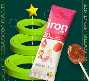 10c Kẹo mút bổ sung sắt và canxi Happy vitamin cho bé phát triển chiều cao và hồng cầu