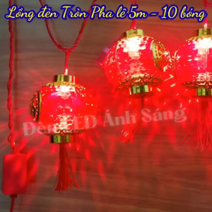 Dây đèn led Lồng đèn pha lê tròn 5m - 10 bóng Trang trí Lễ Tết CÓ NỐI