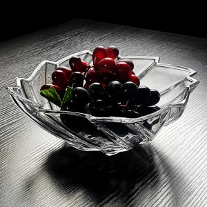 2025 New Crystal Glass Bowl Fruit Plate High-End Sensation Plate Nordic Style Pure Color Living Room Home Use Luxury Delicate