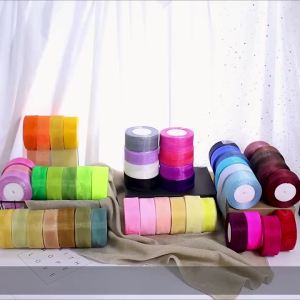 4cm Organza Ribbon Hair Clip Bow Tie Gift Cake Handmade Rose Decoration Ribbon Clothing Hat Sewing Material DIY Craft 45meter