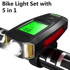 Đồng Hồ Đo Tốc Độ Xe Đạp Nhẹ Và Đèn Pha Phía Trước Máy Tính MTB Có Đèn Pin Báo Động Còi 130dB Chống Nước IP4X Phụ Kiện Xe Đạp