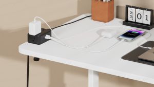 8-in-1 Desktop Socket Desk Clamp Power Strip Heavy Duty Extension Cord With 3 Outlet 2 Type C 2 USB Fast Charging 2m Extension Wire Surge Protector Fireproof For Home Office Hotel