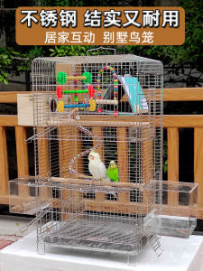 Luxury Stainless Steel Square Cage for Lovebirds And Parrots Large Size Magpie Bird Cage Villa Style Home Use Birdcage