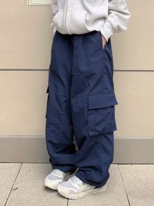Expect Studio Fall and Winter Velvet Padded Loose Wide-Leg Casual Pants Large Pocket Retro Overalls Drawstring Ski Pants