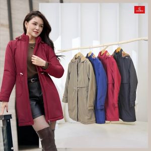 Áo parka nữ CARDINA chất gió tráng poly 50D dáng dài lót lông giữ ấm tốt cản gió chống thấm nước 4PKD01