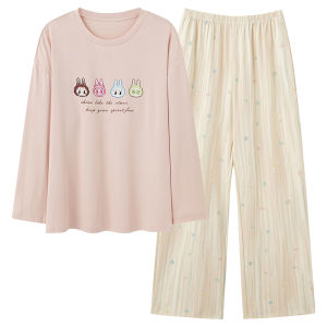 Miiow | Pure Cotton Long Sleeve Sleepwear Set For Women Spring Autumn Summer Outwear Home Clothes Cat Person Cartoon Cute Style Print