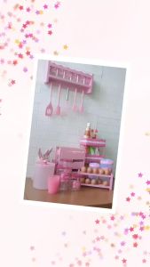 Rak Bumbu Dapur Tempat Bumbu Toples Bumbu Ada Stikernya Warna Pink