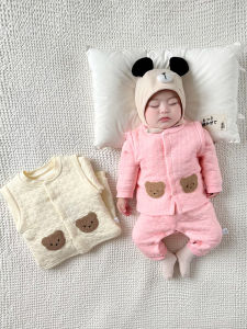 Baby Boys Girls Autumn Winter Thin Cotton Jumpsuit Clothes Set Newborn Boneless Crawling Suit Long Sleeve Pure Cotton Casual