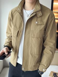 ROMON | Lormen Mens Casual Workwear Jacket Stand Collar Windproof Outdoor Fashionable Autumn Spring New Style Polyester Fiber
