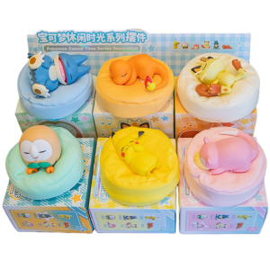 Funism | Pokemon Anime Action Figures Leisure Time Series Sleeping Position Ornament Pikachu Meowth Rowlet Model Toys Birthday Gift