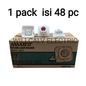 1 pack 48 pc Amasco fiting lampu segi 4 new ABS AMC2704  fiting E27 terminal kuningan / Fiting lampu plafon segi 4 new ABS AMASCO AMC2704