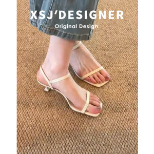 LIQIXIEFANG | French Style Leather Flat Heel Sandals