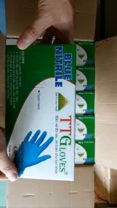 Găng Tay Nitrile Xanh Cao Cấp Không Bột TT Gloves 4.5gram. Bao Tay Y Tế Không Bột Loại Dày