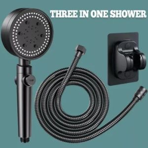 3 in 1 Shower Head With Hose Set Kepala Pancuran Tekanan Tinggi Multifungsi Aksesori Kamar Mandi Pancuran Air Tekanan Tinggi dengan 5 Mode Dapat Disesuaikan