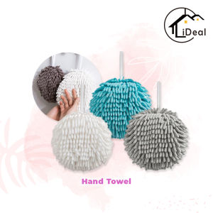 iDeal Home Chenille Hand Towel Absorbent Towel Microfiber Hand Towel Chenille Handball Hanging Towel Ball Tuala Tangan