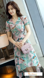 Váy đầm midi hoa dáng dài phi mờ GLV070 Cuocsongvang