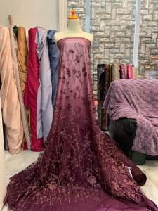 Bahan Kebaya Brokat Tile Garden Floral Benang Metalic Harga Setengah Meter