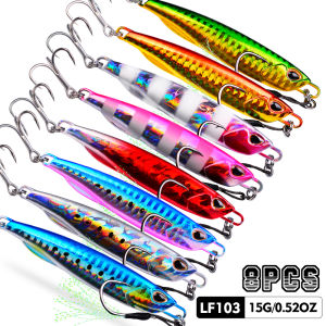 PROBEROS 8pcs Mixed Color Metal Jig 10G - 60G Artificial Baits Hard Baits Vibrant Fishing Lures for Freshwater & Saltwater