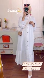 Fiana Dress Bahan Crinkle Variasi Kancing