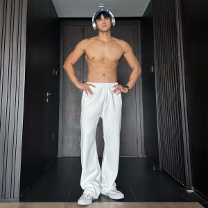 JZD Winter American High Street Straight Fit Sporty Casual Pants Fitness Breathable Sweatpants Youth Trendy Solid Color