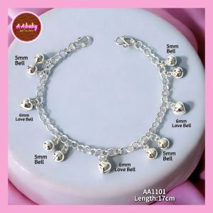 🌈AAbaby Galleries AA1101 Original Baby Silver Anklet Bracelet Love Bells & Mini Bells (Rantai Kaki/Tangan/Gelang Kaki Bayi/Kanak)