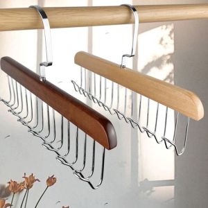 8 Hooks Solid Wood Hanger Bra Hanger Belts Rack Tie Cap Non-Slip Holder Underwear Organizer Storage