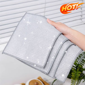 Rags For Kitchen Scrubber Wire Dishcloth Thickened Double-sided Metal Steel Cleaning Towel Pot Dish Washing Cloths Scouring Pads