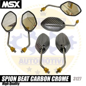 Kaca Spion Beat Carbon Tangkai Tanggung Crome Motor Honda - Spion Karbon Honda Tangkai Pendek Standar Crome