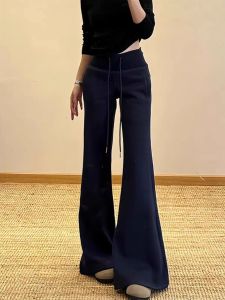 American Style High Waist Wide Leg Pants Womens Spring Autumn Casual Loose Fit Trousers with Bell Bottoms And Pockets