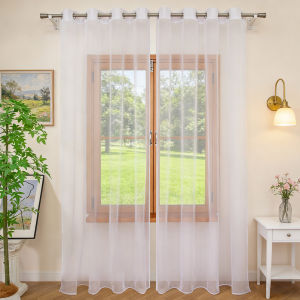1PC White filter curtains solid color drapes Grommet Design for bedroom living room balcony holiday Christmas decoration