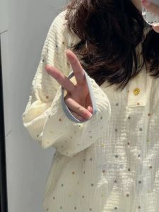 Bộ Đồ Ngủ Dài Tay Phong Cách Nhật Bản Mùa Xuân Thu Cho Nữ Sinh Dễ Thương Đơn Giản Ngọt Ngào Bộ Đồ Mặc Nhà Hai Mảnh