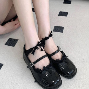 【♡Lovely girls house♡】ถุงเท้าลูกไม้สไตล์บัลเล่ต์ผู้หญิงถุงเท้าโบว์บางฤดูร้อน