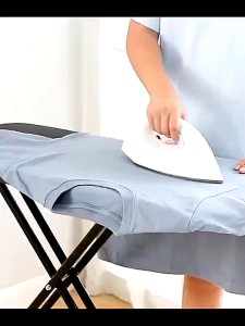 Foldable Ironing Board With Safe Iron Rest 6 Level Height Adjustment Portable Space Saving Storage ( Random Color)