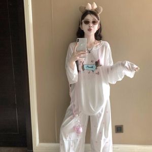 Áo thun dệt kim tay dài trắng dáng rộng mỏng thoáng khí