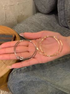 Elegant Thin Hoop Earrings Womens Fashion Jewelry round Face Suitable Alloy Material Geometric Pattern Fresh Outlined Style