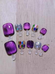 เล็บเท้าPVC.เจลแท้100% ฟรีกาว+ตะไบ เล็บเจลสีลูกแก้วแฟรชชมพูอมม่วงk.02