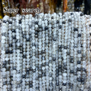 หินคริสตัลผมดำ หินคริสตัลเหลี่ยมแข็ง หินคริสตัลเล็ก DIY สร้อยข้อมือ สร้อยคอ ลูกปัดหลวม อุปกรณ์ตกแต่ง เครื่องประดับแฟชั่น