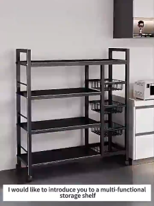 PANDH Kitchen Rack  Movable on wheels Storage Rack Metal Rack Household Multi-Functional Storage Rack