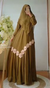 KHUSNA SYARI (GAMIS SET KHIMAR) ELEGANT LIST FLOWER 3g