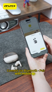 Awei T229 ANC Al Library Bluetooth Earbuds Active Noise Cancellation Wireless Bluetooth V6.0 164 Languages AI Translate Earphones